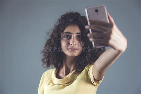 Woman hand phone in selfie stock image. Image of selfie - 182043379