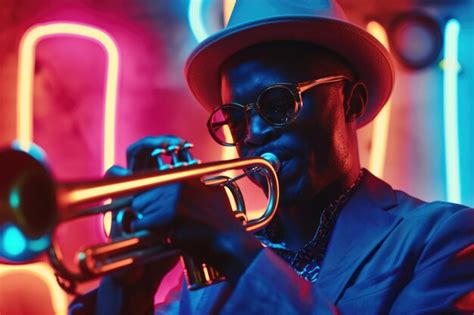 Premium Photo | Handsome African American jazz musician playing trumpet