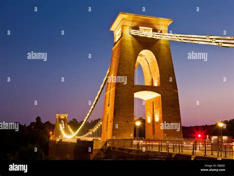 Clifton Suspension Bridge Illuminated At Night Sunset Clifton Downs