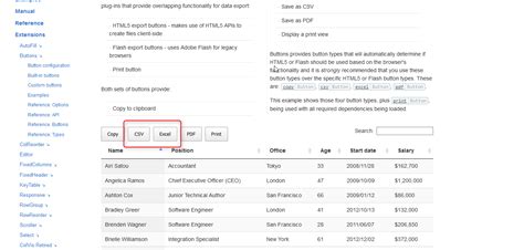 Export to Excel and CSV file - is not working — DataTables forums