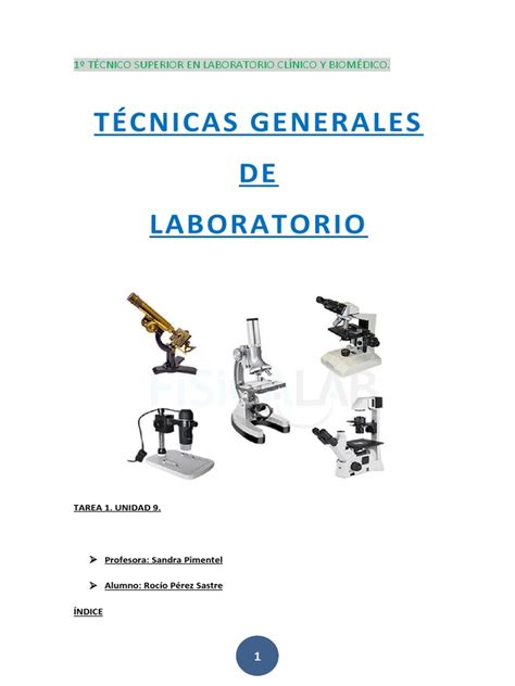 Tarea 9 Y 10 Tecnicas De Laboratorio 1 Pdf Lente De La Cámara Biología Celular