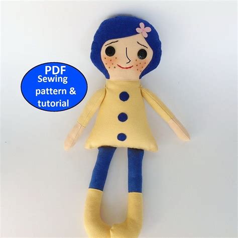 Coraline Doll Sewing Pattern Tutorial Pdf Rag Doll Pattern Cloth Doll