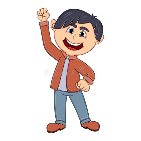 Boy Raised His Hand Cartoon Stock Vector Illustration Of Point Happy 82258968