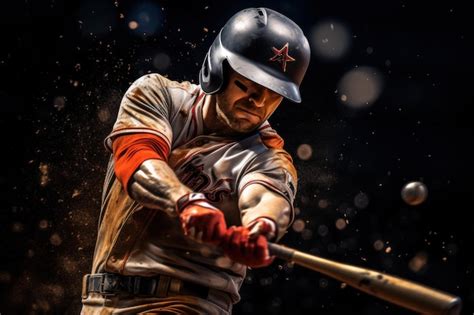 premium photo close    baseball player hitting ball