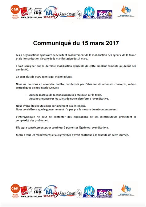 Communiqué De Presse Suite à La Manifestation Du 14 Mars à Paris