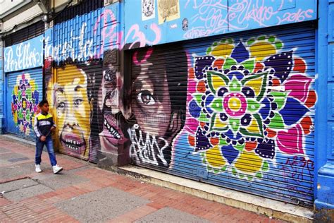 MEDELLIN COLOMBIA AUGUST 15 2018 Mural Painting In Comuna 13