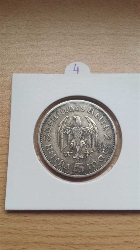 Srebrna moneta 5 marek 1935 E Hindenburg srebro 900 nr 4 Mikołów