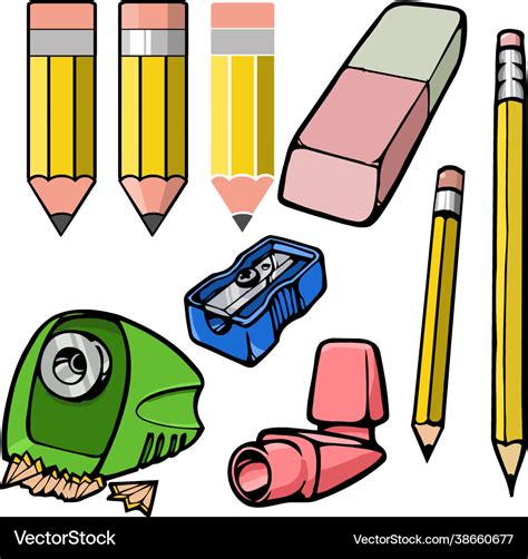 Pencil supplies school Royalty Free Vector Image