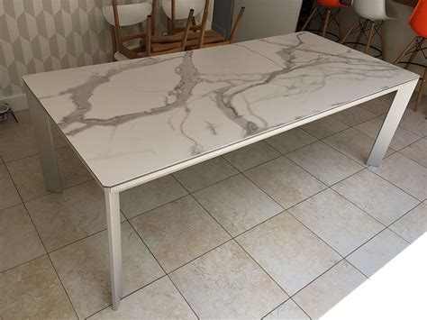 Urban Fixed Ceramic Top Dining Table Ceramic In Marble Effect