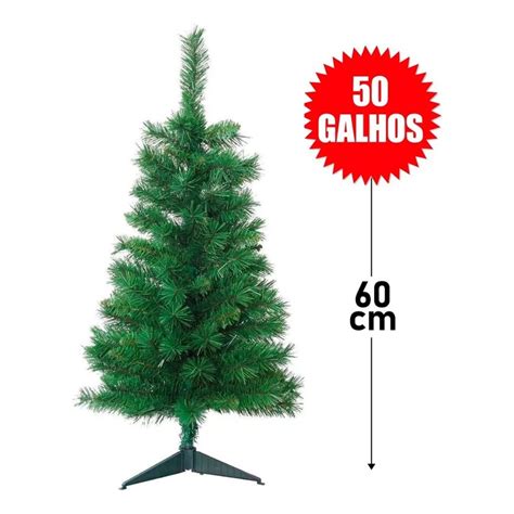 Árvore De Natal Pequena 60cm Pinheiro Verde Luxo 50 Galhos Escorrega