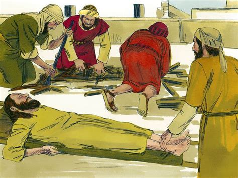 Jesus Heals The Lame Man Four Friends Lower A Paralysed Man Through The Roof Luke 5 17 26 Artofit