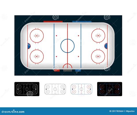 Ice Hockey Arena Ice Hockey Field Set Of Vector Illustrations Stock