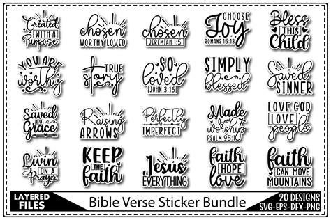 Bible Verse Sticker Bundle Graphic By Regular Creative · Creative Fabrica