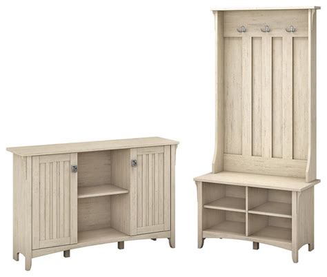 Bowery Hill Furniture Salinas Entryway Storage Set In Antique White