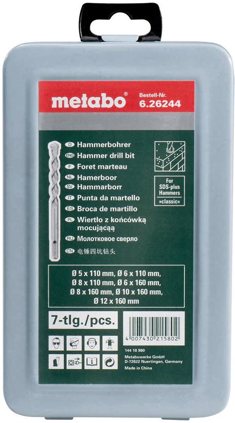 Metabo 626244000 Jeu de forets pour béton 7 pièces 5 mm 6 mm 6 mm 8