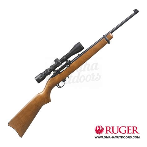 Ruger 10/22 Carbine 10 RD 22LR 18.5" Hardwood Stock Rifle With Scope ...