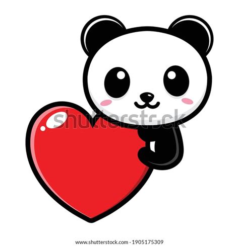 Cute Panda Hugging Love Heart Stock Vector Royalty Free 1905175309