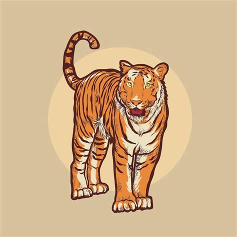 Premium Vector Tiger Hand Drawn Vector Illustration