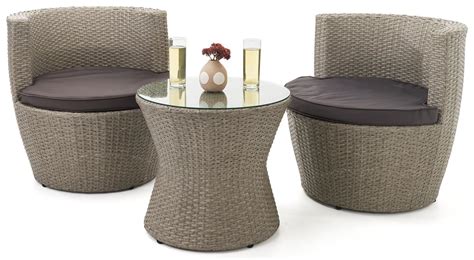 3 Piece Rattan Bistro Stackable Garden Furniture Set Patio Furniture