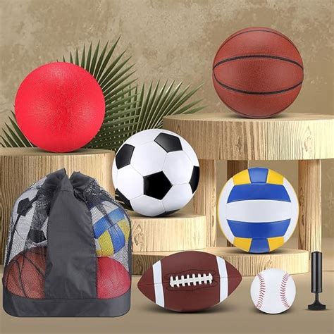 Libima 6 Piece Multi Sport Ball Set Official Size Soccer Basketball