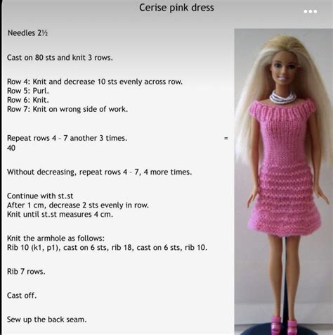 Pin By Teddy Bentley On Barbie Clothes Barbie Knitting Patterns