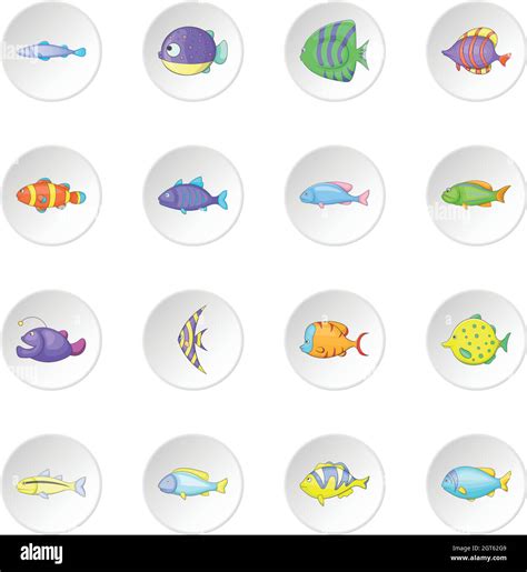 Different Fish Icons Set Stock Vector Image Art Alamy