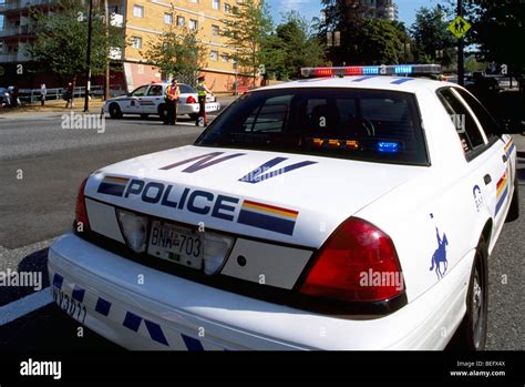 Police Car Rcmp Vehicle Blocking Intersection Officers Directing