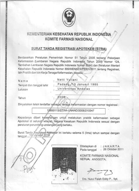 Surat Tanda Registrasi Apoteker 51 Koleksi Gambar