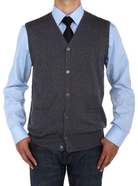 Mens Luciano Natazzi Buttoned Cotton Sweater Vest Relaxed Fit Fashion Suit Outlet