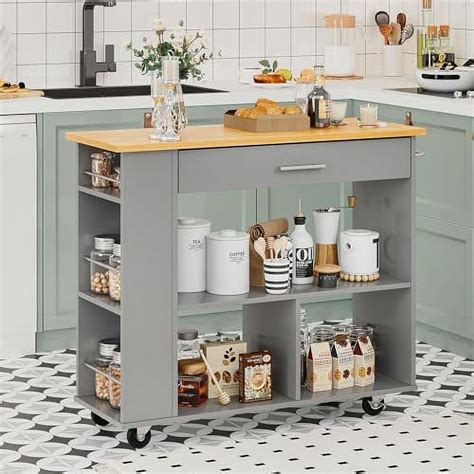 Spboomlife Kitchen Island On Wheels With Cabinet Rolling Cart Kitchen