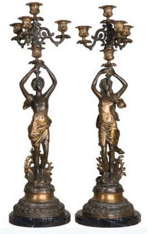 Casa Padrino Luxury Art Nouveau Candle Holder Set Bronze Black 23 X