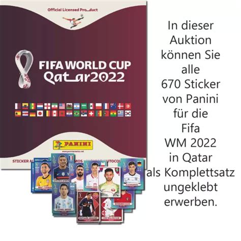 PANINI FIFA World Cup Qatar 2022 Komplettsatz 670 Ungeklebt Leer