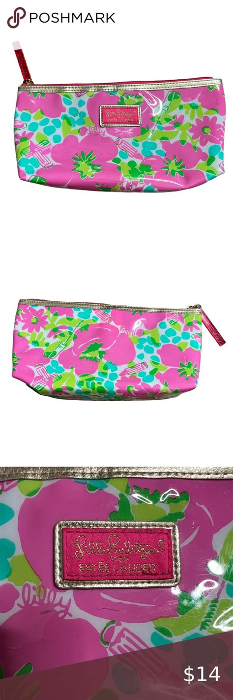 Lilly Pulitzer for Estée Lauder Pink Green Floral Makeup Cosmetic Bag