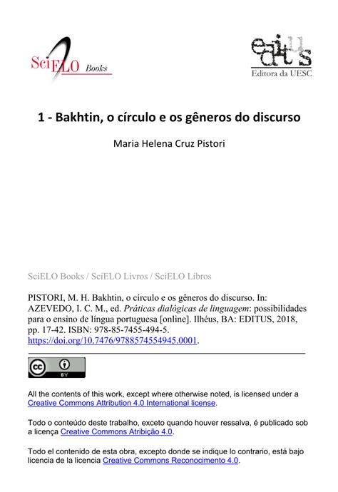 Pdf Bakhtin O C Rculo E Os G Neros Do Discurso