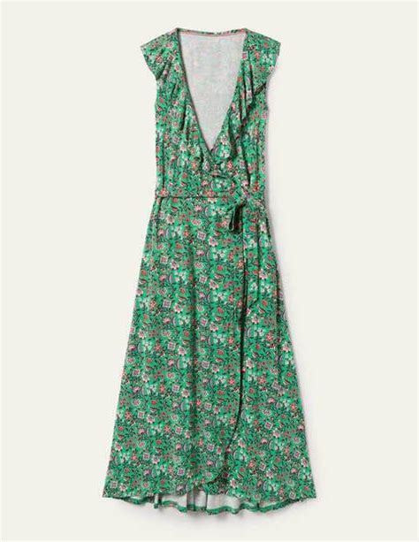 Boden Saskia Wrap Jersey Maxi Dress Green Lagoon Oriental Meadow Lyst