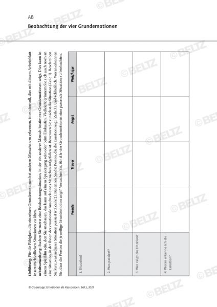 Emotionsregulation Beobachtung Der Vier Grundemotionen