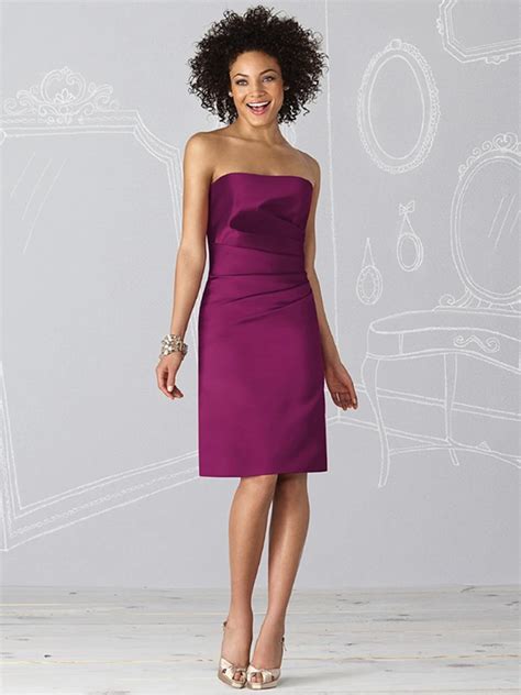 Strapless Purple Bridesmaid Dresses Sheath Knee Length Vestido De Festa