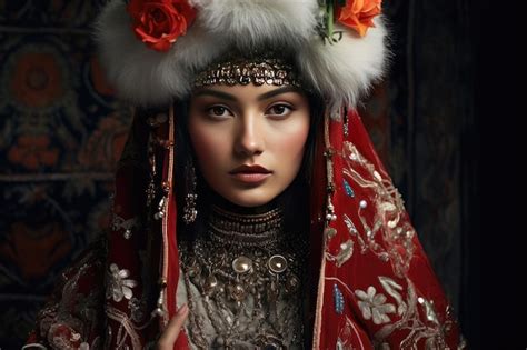 Premium Ai Image Portrait Of A Kazakh Bride