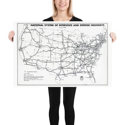 United States System Of Interstate Highways Map 1958 Etsy