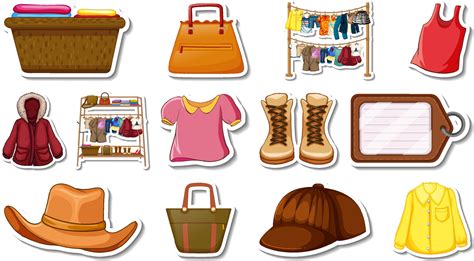 Sticker Set Of Clothes And Accessories 7208455 Vector Art At Vecteezy