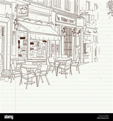 Cafe Street Sketch A Drawing On Paper Stock Vector Image Art Alamy