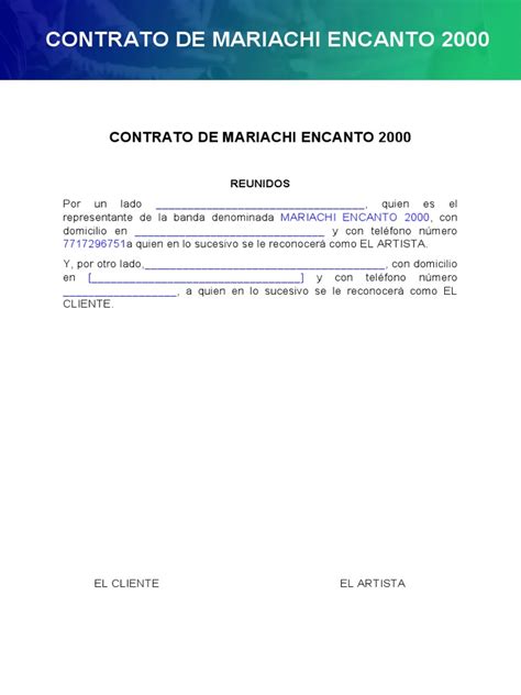 Contrato De Grupo Musical Pdf