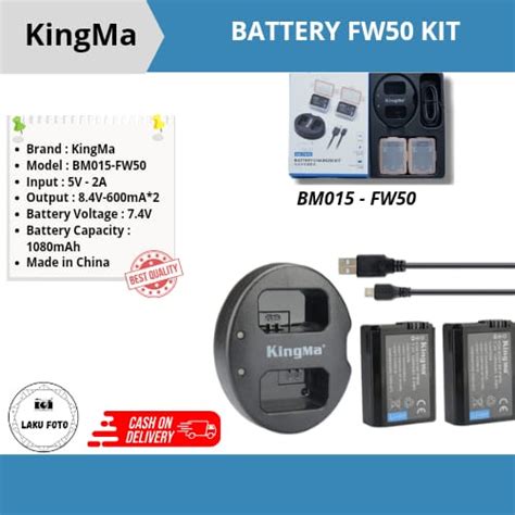 Jual Kingma Battery Sony Np Fw Pack Baterai Dual Charger Bm