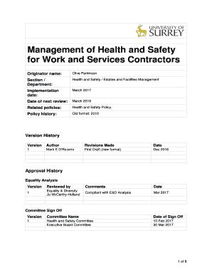 Fillable Online Surrey Ac Management Of Health And Safety Fax Email