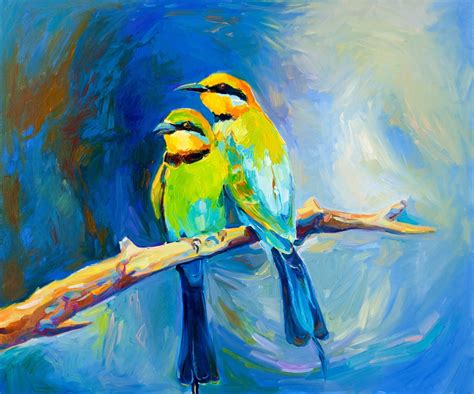 Original Oil Birds X In Portrait Painting Original Art