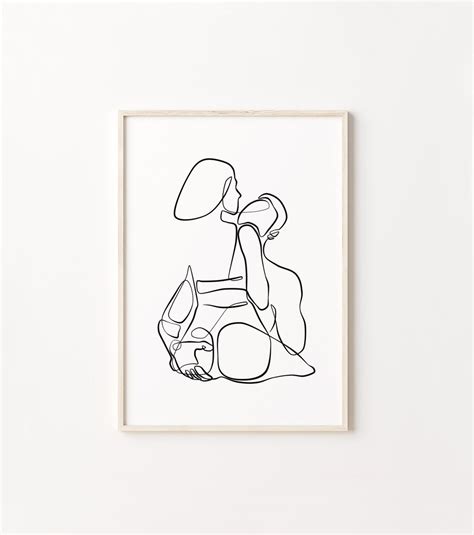 Couple Line Art, Minimalist Love Print, Lovers Line Drawing, Abstract ...