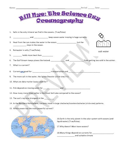 Bill Nye The Science Guy Oceanography Video Guide Teaching Resources