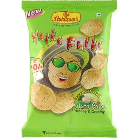 Haldiram S Halke Fulke Potato Chips Cream Onion 35 G Pouch