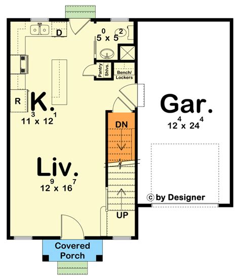 30-Foot-Wide House Plan Under 1300 Square Feet with 1-Car Garage ...