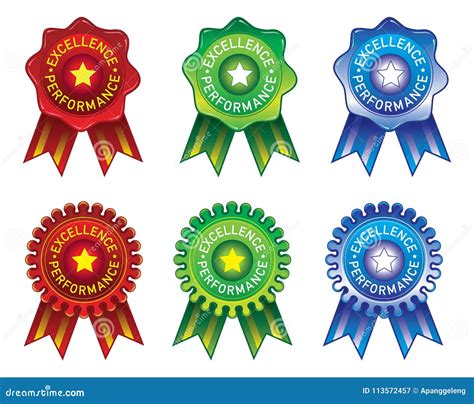 Stamp Ribbon Design Element For Excellence Performance Award In Red